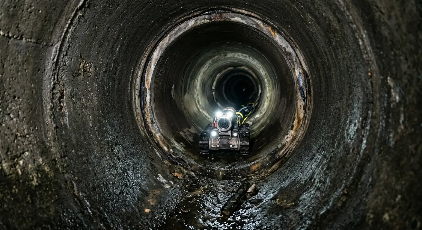 Robotic sewer camera inspecting pipe interior for Drain Snake Service in Spring Creek